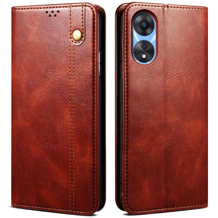 Защитный чехол UniCase Leather Wallet для OPPO A18 / A38 - Brown: фото 1 из 7