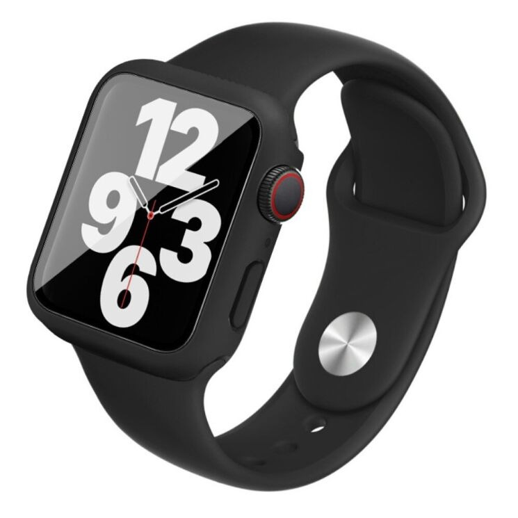 Захисний комплект IMAK Watch Strap + Case для Apple Watch 44 mm - Black: фото 3 з 14