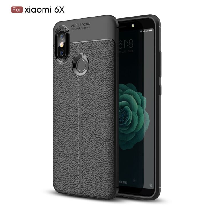 Силиконовый (TPU) чехол Deexe Leather Cover для Xiaomi Mi 6X / Mi A2 - Black: фото 1 из 12