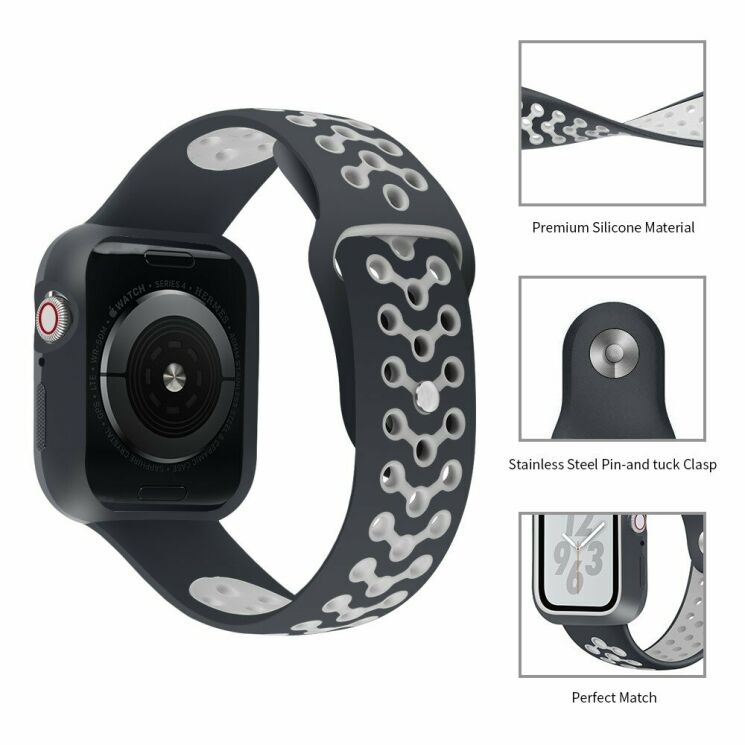 Ремешок Deexe Dot Color для Apple Watch 42 (Series 10) / 41 / 40 / SE 40 / 38 - Black / Grey: фото 3 из 6