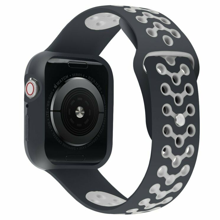 Ремешок Deexe Dot Color для Apple Watch 42 (Series 10) / 41 / 40 / SE 40 / 38 - Black / Grey: фото 2 из 6