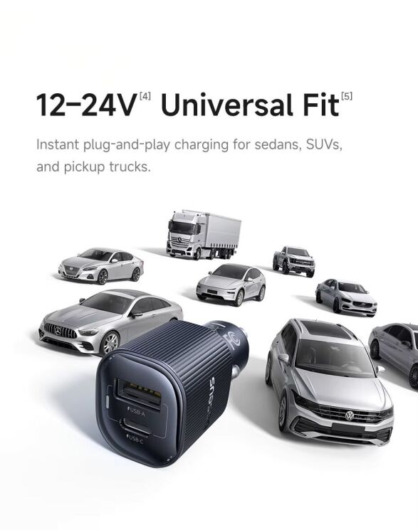 Автомобильное зарядное устройство Baseus PrimeTrip VP2 60W (Type-C + USB) C0207400 - Black: фото 16 из 24