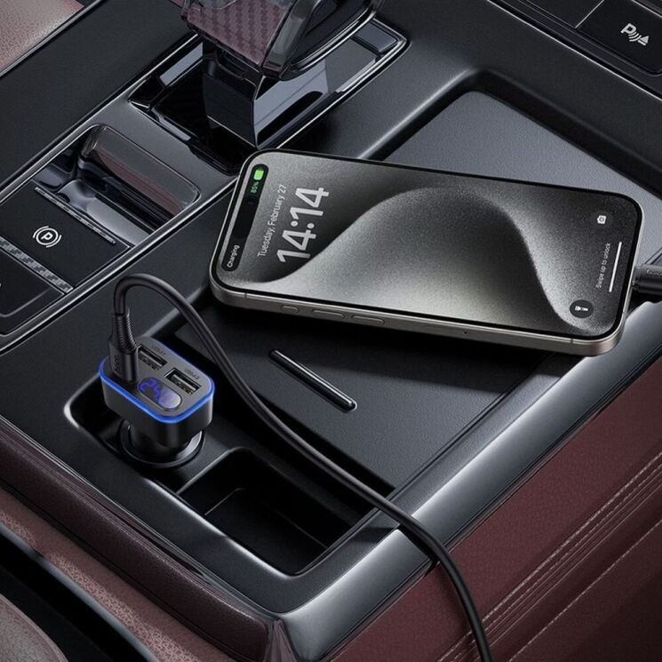 Автомобильное зарядное устройство Hoco Z63A 42W (2USB + Type-C) - Black: фото 4 из 5