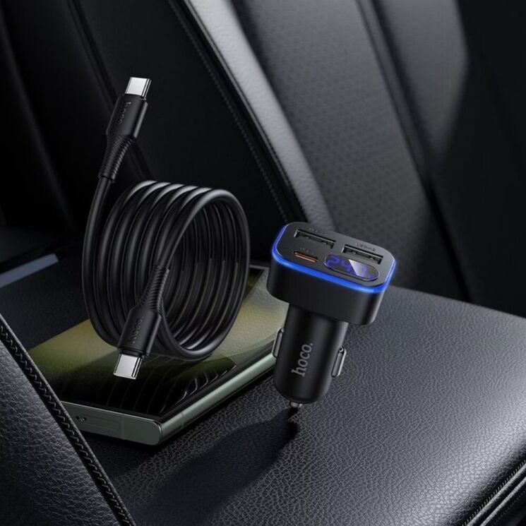 Автомобильное зарядное устройство Hoco Z63A 42W (2USB + Type-C) - Black: фото 5 из 5