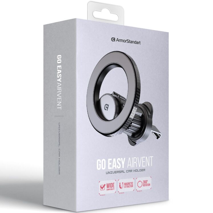 Автомобільний тримач ArmorStandart GoEasy Magnetic Airvent - Black: фото 2 з 2