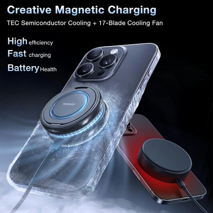 Беспроводное зарядное устройство TORRAS PolarCircle Wireless Charger (15W) - Black: фото 3 из 8