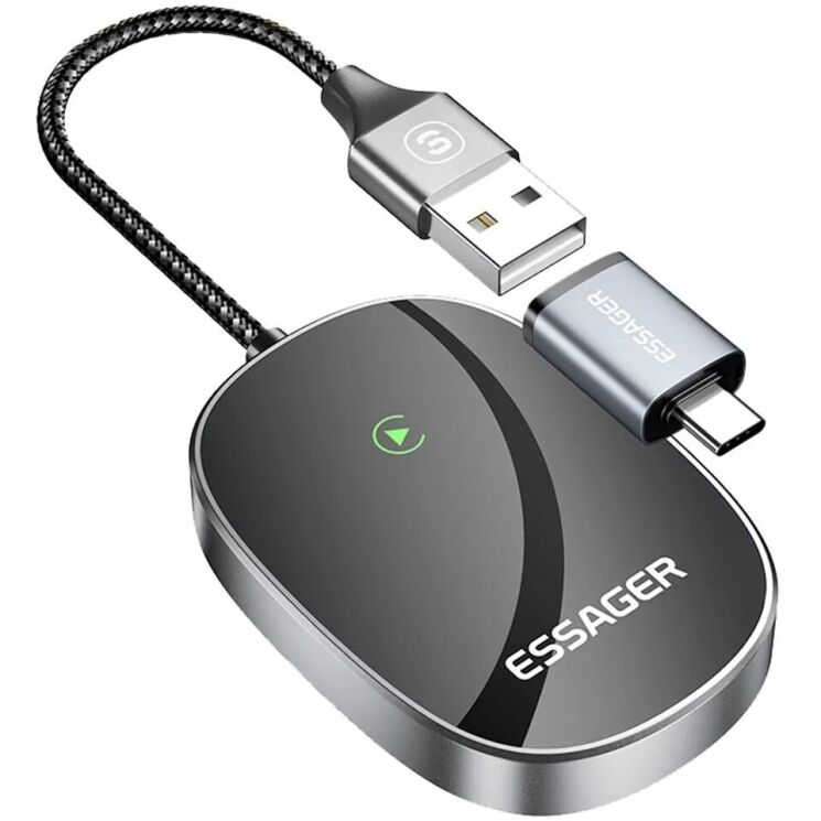Бездротовий автомобільний адаптер ESSAGER Zhailian (Wireless Apple CarPlay) ECP-ZL0G-Z - Metal Gray: фото 1 з 14
