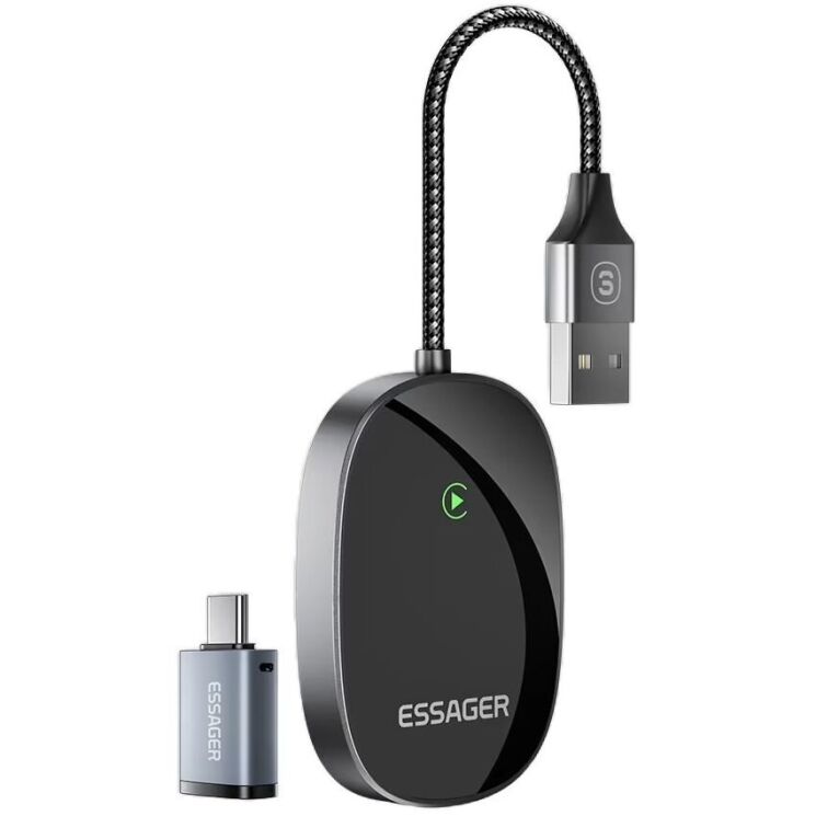 Бездротовий автомобільний адаптер ESSAGER Zhailian (Wireless Apple CarPlay) ECP-ZL0G-Z - Metal Gray: фото 2 з 14
