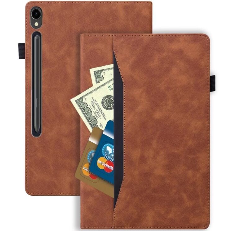 Чехол Deexe Business Style для Samsung Galaxy Tab S10 FE Plus - Brown: фото 5 из 9