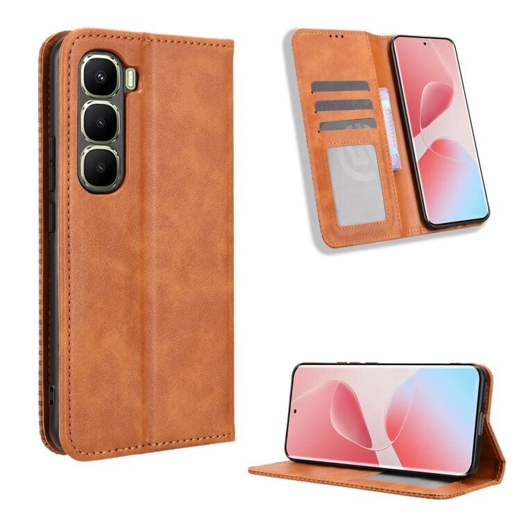Чохол Deexe Retro Style для Infinix Hot 60 Pro Plus - Brown: фото 2 з 18