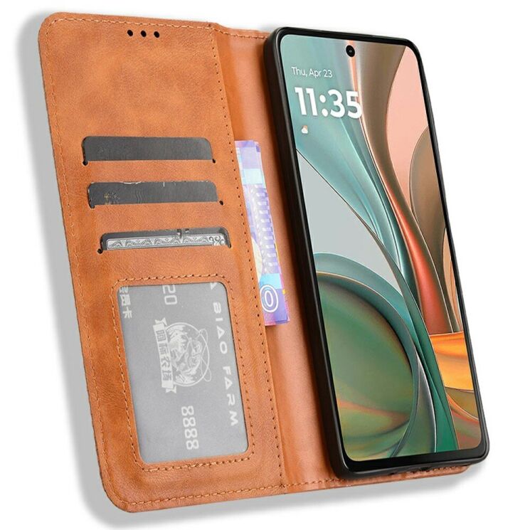 Чехол Deexe Retro Style для Motorola Moto G75 - Brown: фото 2 из 8