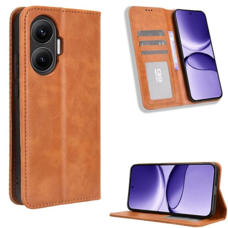 Чехол Deexe Retro Style для Xiaomi Poco F7 - Brown: фото 2 из 18