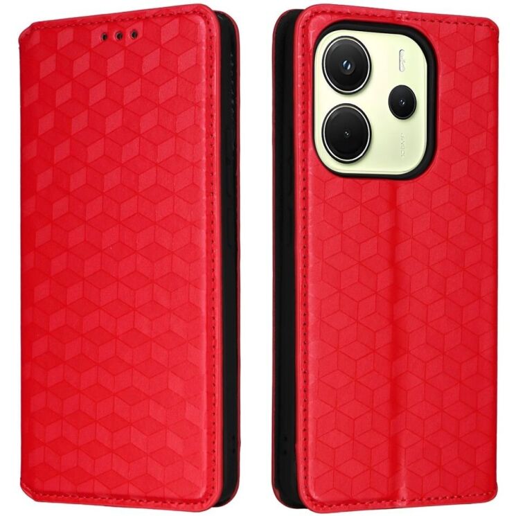 Чехол Deexe Rhombus Book для Xiaomi Redmi Note 14 4G - Red: фото 1 из 6