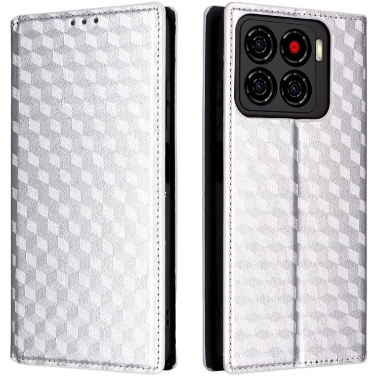 Чехол Deexe Rhombus Book для ZTE Blade A56 - Silver: фото 1 из 10