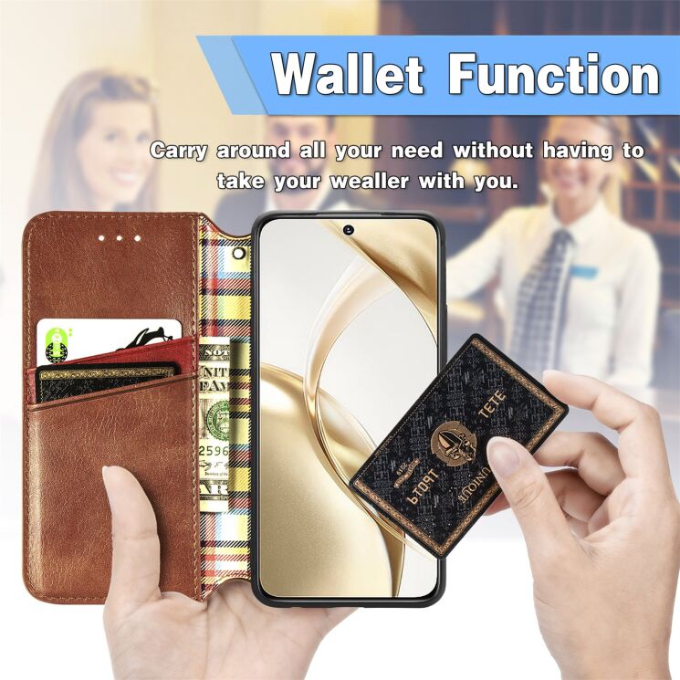 Чехол Deexe Rhombus Wallet для Honor 200 - Black: фото 9 из 9
