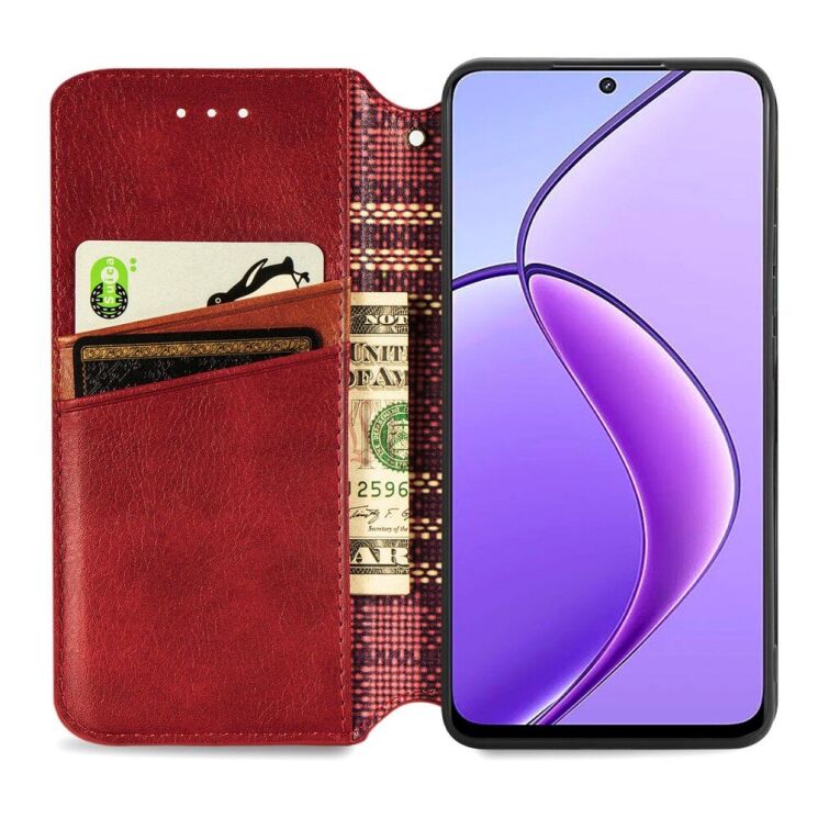 Чехол Deexe Rhombus Wallet для Realme 12 5G - Red: фото 2 из 6