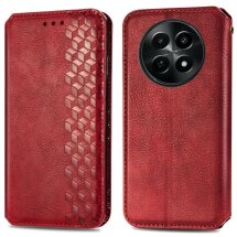 Чехол Deexe Rhombus Wallet для Realme 12 5G - Red: фото 1 из 6