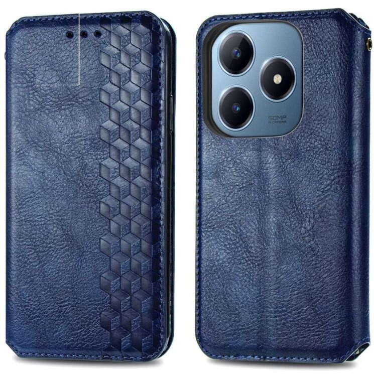 Чехол Deexe Rhombus Wallet для Realme C63 - Blue: фото 1 из 10
