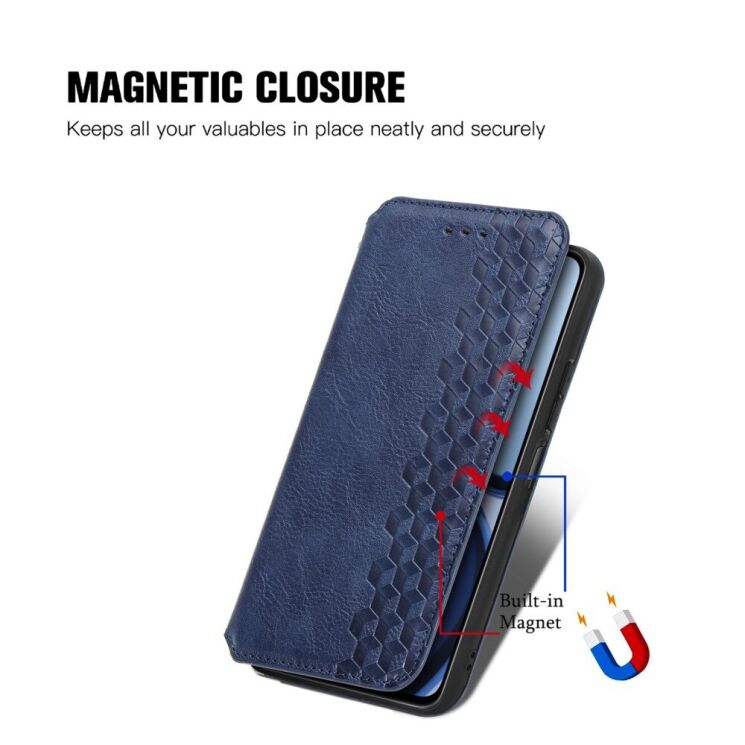 Чехол Deexe Rhombus Wallet для Realme C63 - Blue: фото 7 из 10