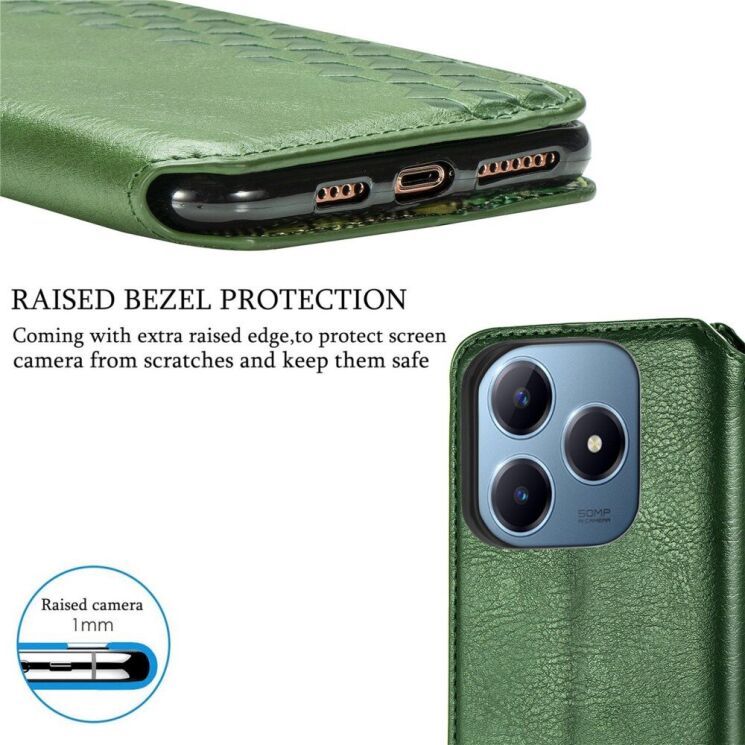 Чехол Deexe Rhombus Wallet для Realme C63 - Blue: фото 9 из 10
