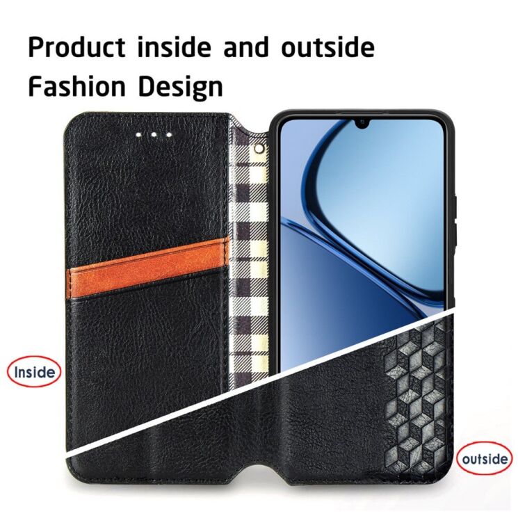 Чехол Deexe Rhombus Wallet для Realme C63 - Blue: фото 8 из 10
