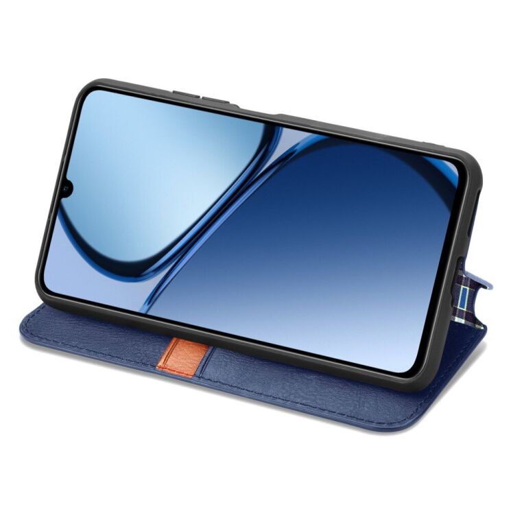 Чехол Deexe Rhombus Wallet для Realme C63 - Blue: фото 3 из 10