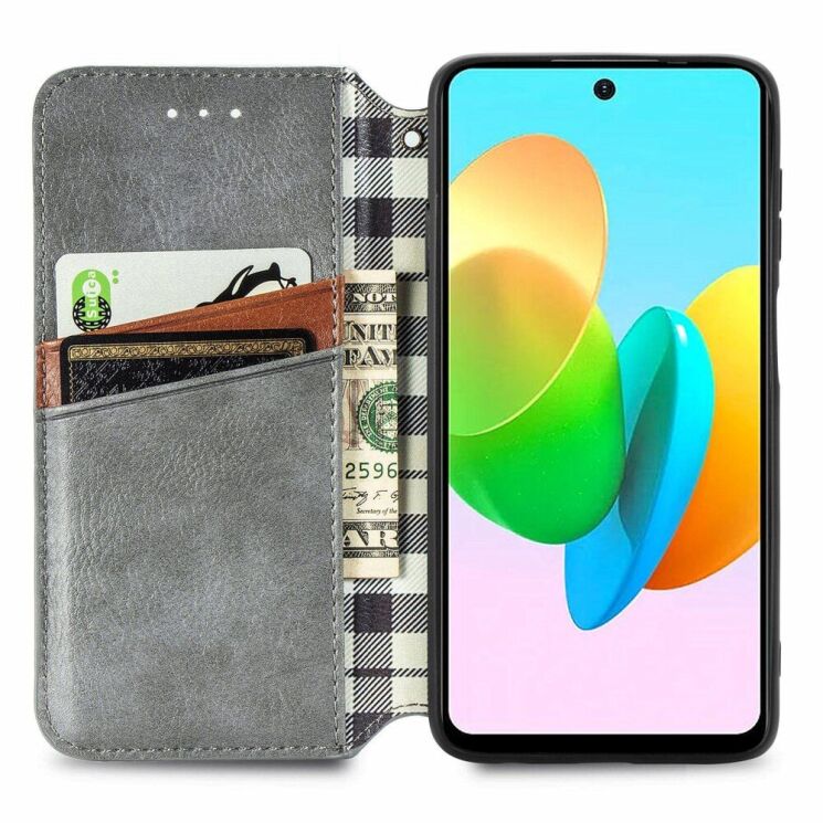 Чохол Deexe Rhombus Wallet для TECNO Spark 20C - Grey: фото 2 з 6