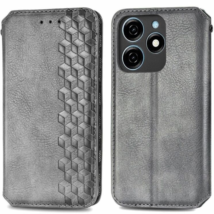 Чохол Deexe Rhombus Wallet для TECNO Spark 20C - Grey: фото 1 з 6