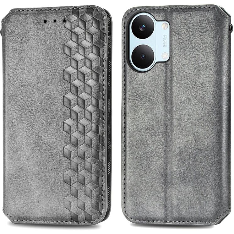 Чехол Deexe Rhombus Wallet для Xiaomi Poco X8 Pro Max - Grey: фото 1 из 10