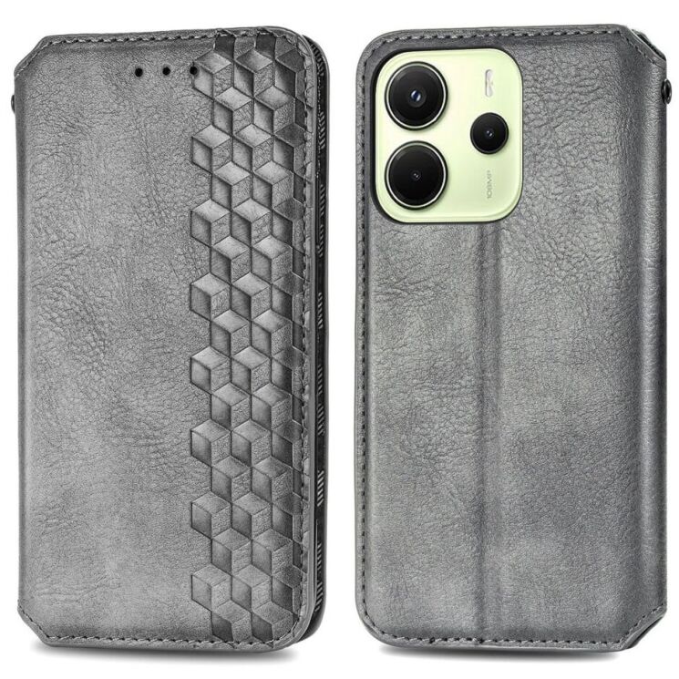 Чехол Deexe Rhombus Wallet для Xiaomi Redmi Note 14 4G - Grey: фото 2 из 10