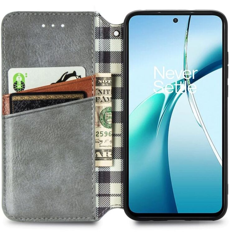 Чехол Deexe Rhombus Wallet для Xiaomi Redmi Note 14 4G - Grey: фото 3 из 10