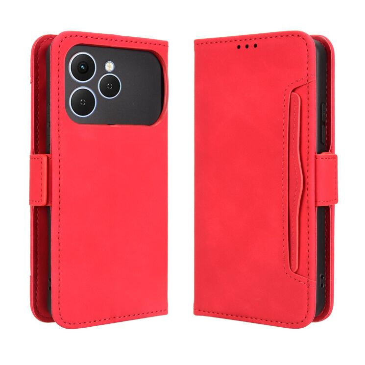 Чохол-книжка з кишеньками Deexe Wallet Stand для TECNO Spark 40 - Red: фото 1 з 16