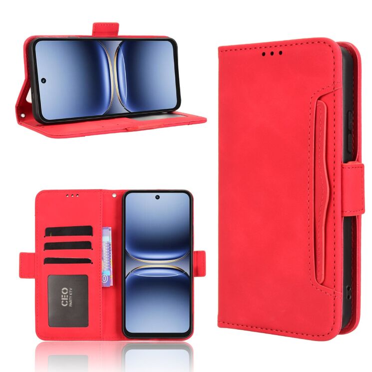 Чохол-книжка з кишеньками Deexe Wallet Stand для TECNO Spark 40 - Red: фото 9 з 16