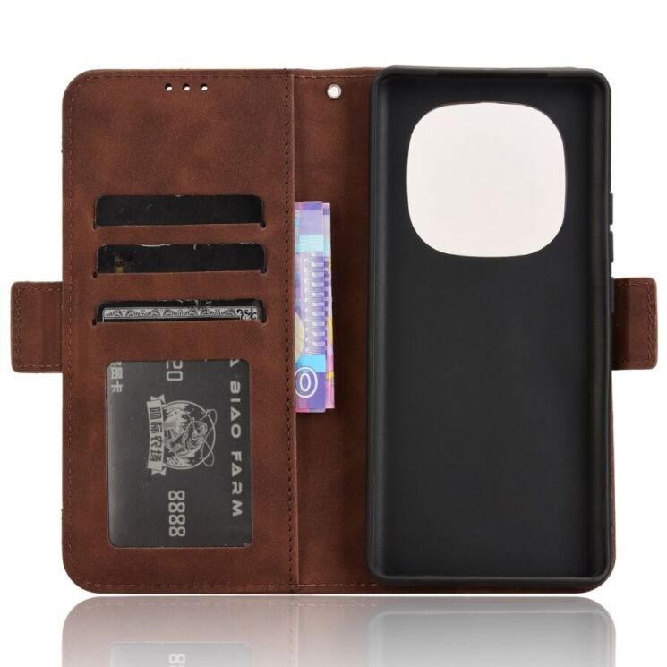 Чехол Deexe Wallet Stand для Xiaomi Redmi Note 14 Pro 5G / Note 14 Pro Plus / Poco X7 - Brown: фото 5 из 7