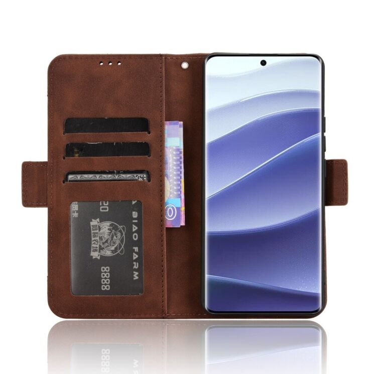 Чехол Deexe Wallet Stand для Xiaomi Redmi Note 14 Pro 5G / Note 14 Pro Plus / Poco X7 - Brown: фото 4 из 7