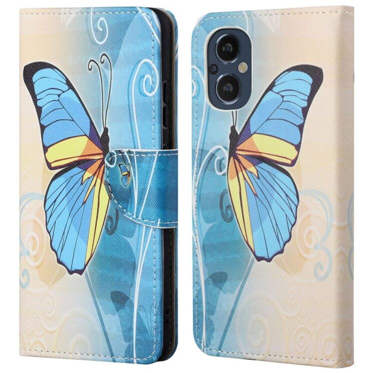 Чехол с рисунком Deexe Color Wallet для OnePlus Nord N20 - Blue Butterfly: фото 1 из 5