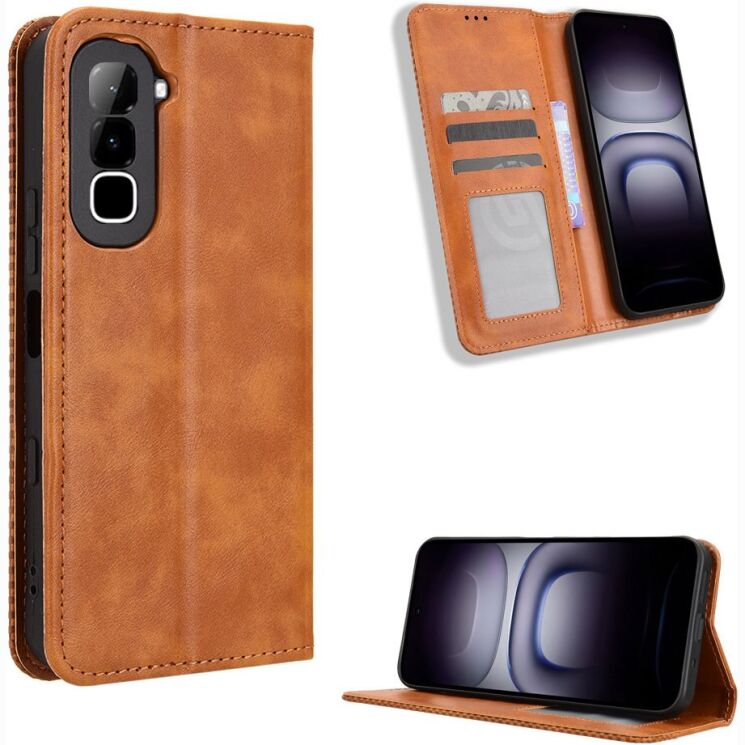 Чохол-книжка Deexe Retro Style для Infinix Hot 70 - Brown: фото 2 з 19