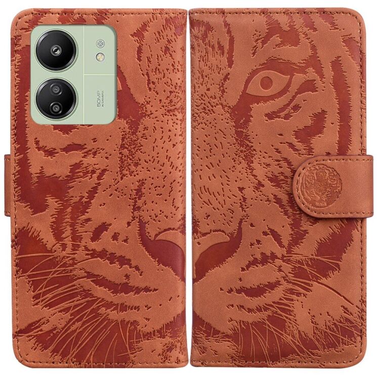 Чехол-книжка Deexe Tiger для Xiaomi Redmi 13C / Poco C65 - Brown: фото 1 из 7