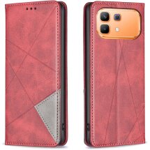 Чохол-книжка з кишеньками UniCase Geometric Pattern для Infinix Note 60 / 60 Pro - Red: фото 1 з 10