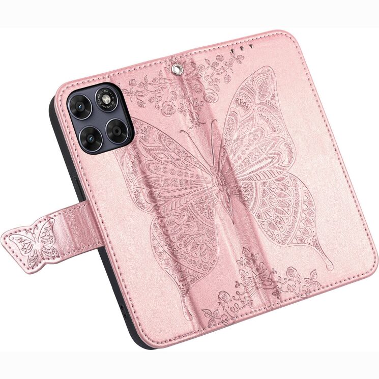 Чохол-книжка з малюнком UniCase Butterfly Pattern для Motorola Edge 70 Fusion - Rose Gold: фото 3 з 8