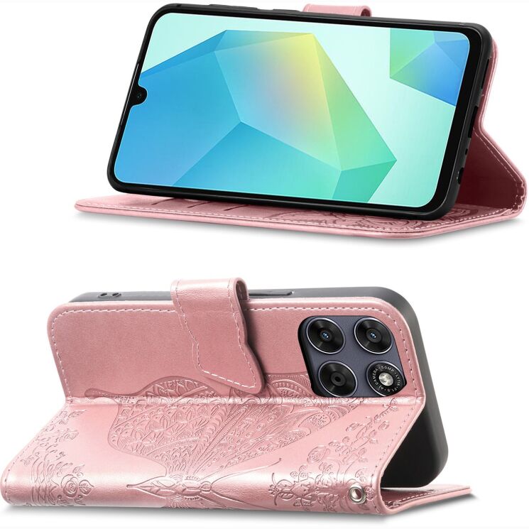 Чохол-книжка з малюнком UniCase Butterfly Pattern для Motorola Edge 70 Fusion - Rose Gold: фото 4 з 8