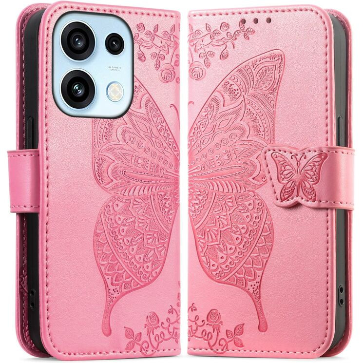 Чехол-книжка с рисунком UniCase Butterfly Pattern для OPPO Reno 16 / 16 Pro - Pink: фото 1 из 14