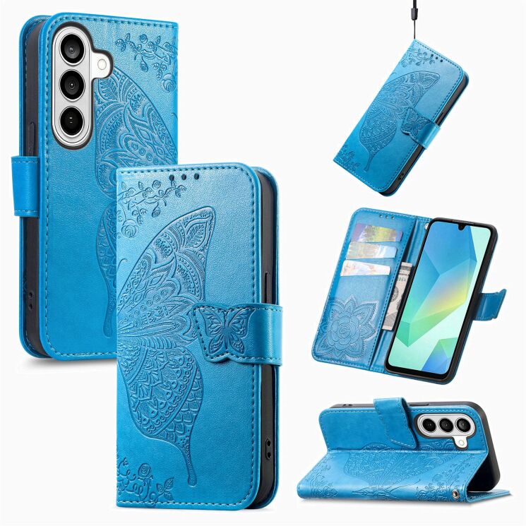 Чехол-книжка с рисунком UniCase Butterfly Pattern для Samsung Galaxy A37 (A376) - Blue: фото 5 из 10