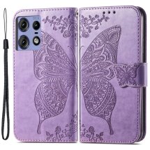 Чехол-книжка UniCase Butterfly Pattern для Motorola Edge 50 Pro - Light Purple: фото 1 из 8