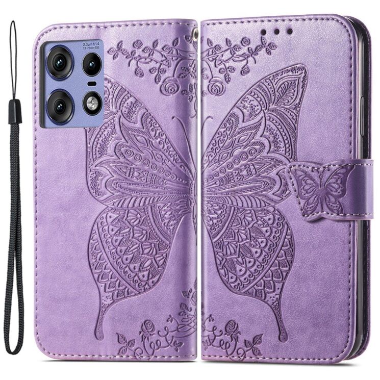 Чехол-книжка UniCase Butterfly Pattern для Motorola Edge 50 Pro - Light Purple: фото 1 из 8