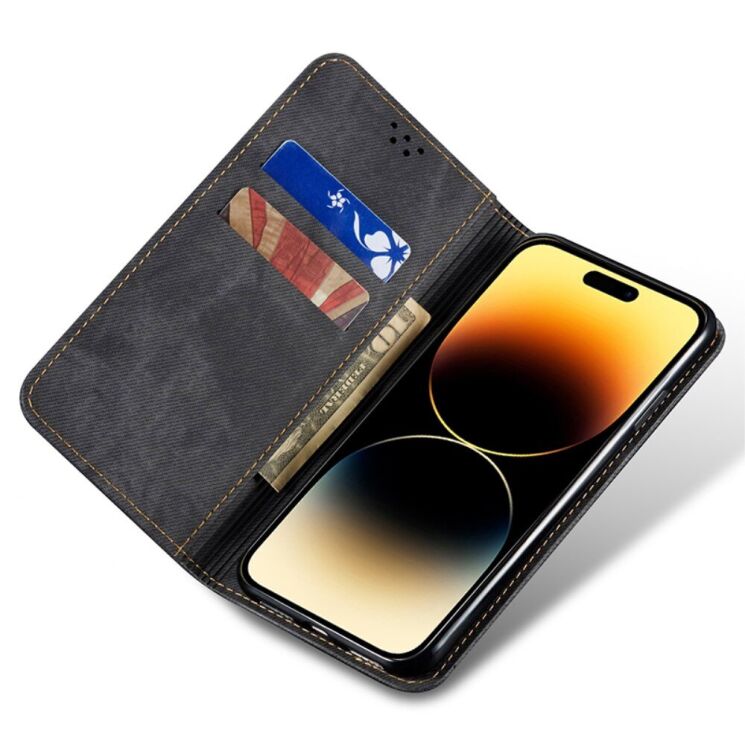 Чехол-книжка UniCase Jeans Wallet для Apple iPhone 16 Pro Max - Black: фото 2 из 6