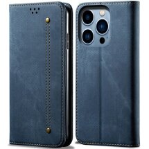 Чехол-книжка UniCase Jeans Wallet для Apple iPhone 16 Pro - Blue: фото 1 из 6