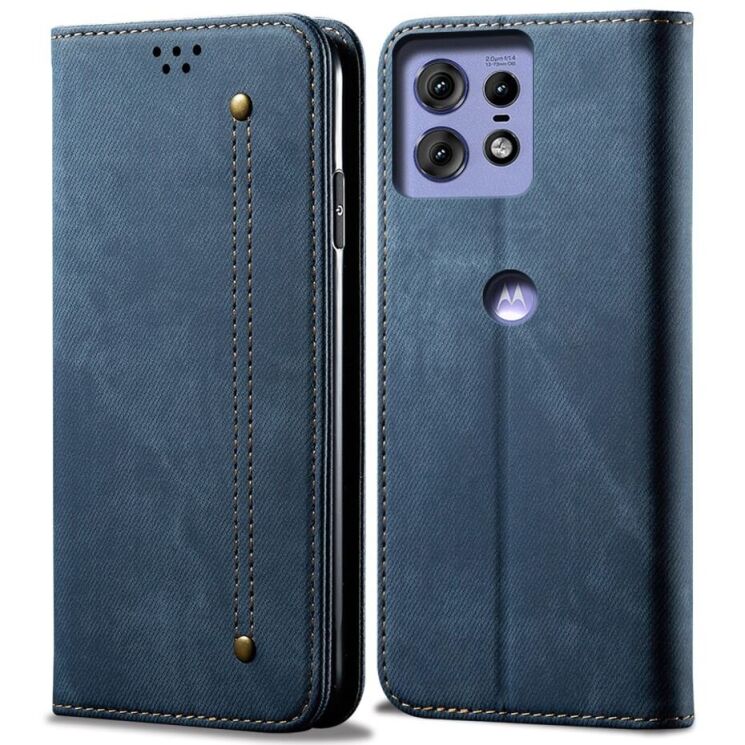 Чехол-книжка UniCase Jeans Wallet для Motorola Edge 50 Pro - Blue: фото 1 из 6