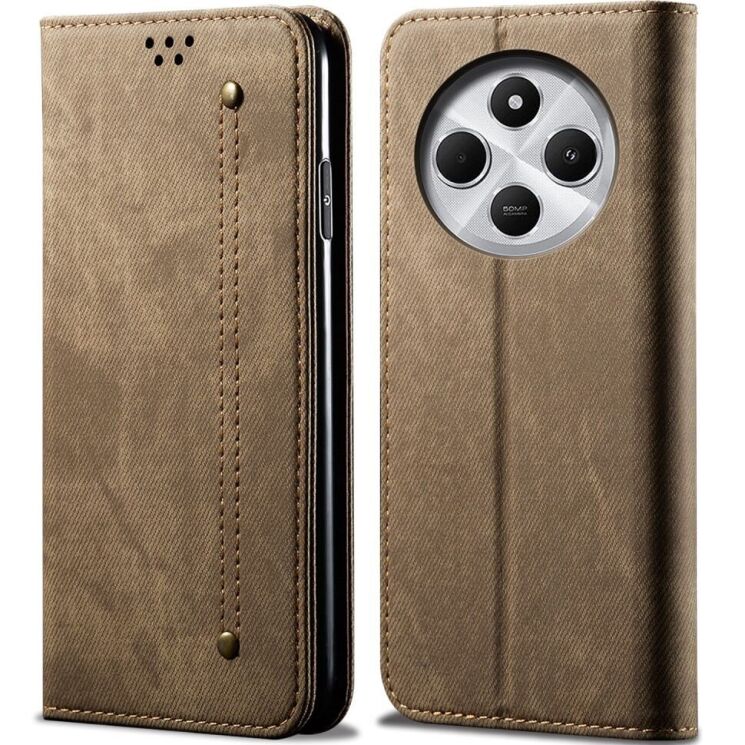 Чехол-книжка UniCase Jeans Wallet для Xiaomi Redmi 14C / Redmi A4 5G / Poco C75 - Khaki: фото 1 из 6