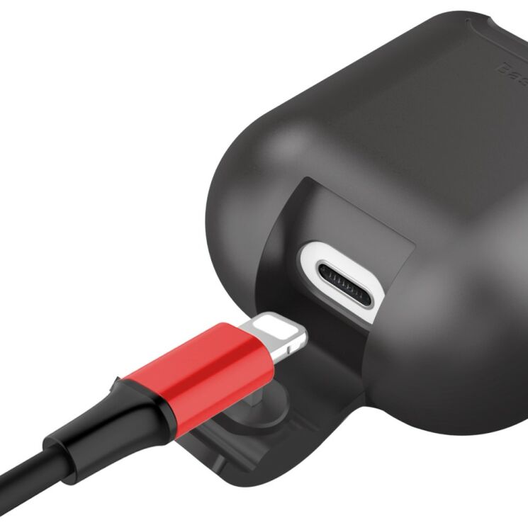 Чехол с функцией беспроводной зарядки BASEUS Silicone Wireless Charger Case Apple AirPods 1 / 2 - Black: фото 6 из 22